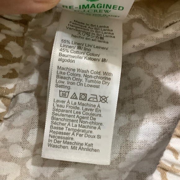 J. Crew Factory Linen Blend Leopard Print Drawstring Tapered Pant - Picture 7 of 8